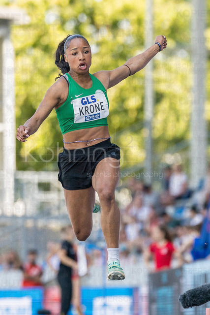 Deutsche Leichtathletik-Meisterschaften; Bochum-Wattenscheid, 25.07.2026 | Josie Krone (TSG Bergedorf), Dreisprung ; Deutsche Leichtathletik-Meisterschaften am 25.07.2026 im Lorheide-Stadion, Bochum-Wattenscheid (Nordrhein-Westfalen).