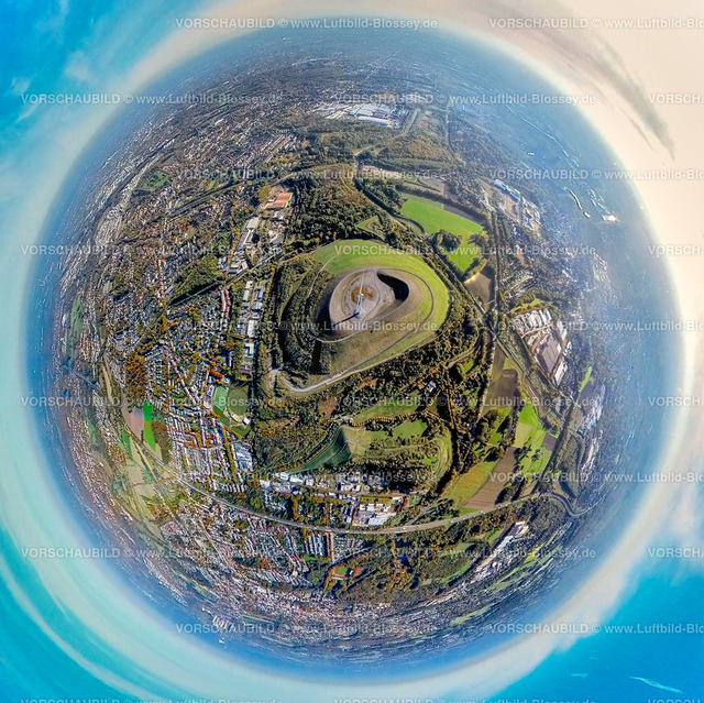 Gladbeck20221006_1Mottbruchhalde2-2 | Luftbild, Mottbruchhalde mit Windrad, Fisheye Aufnahme, Fischaugen Aufnahme, 360 Grad Aufnahme, Brauck, Gladbeck, Fisheyeaufnahme, Ruhrgebiet, Nordrhein-Westfalen, Deutschland