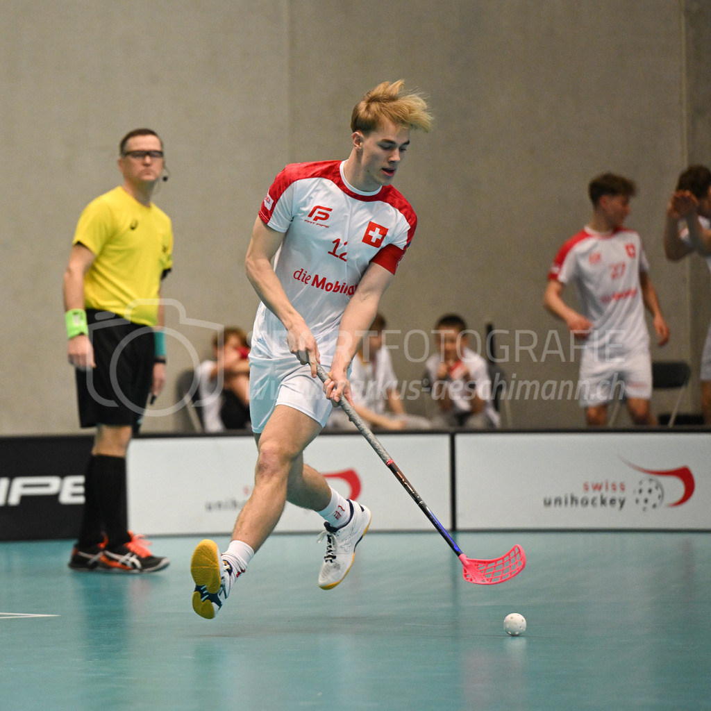 Switzerland B U19 vs Switzerland U19 - 4. February 2024 | Switzerland B U19 vs Switzerland U19
U19 Men International Matches in Switzerland
GoEasy Arena, Siggenthal Station
Switzerland defender #12 Janis Ribler.
Credit: Markus Aeschimann | <a href="https://www.markus-aeschimann.ch">Sportfotografie Markus Aeschimann</a> | <a href="https://www.instagram.com/sportfotografie.aeschimann">@sportfotografie.aeschimann</a> - Realisiert mit Pictrs.com