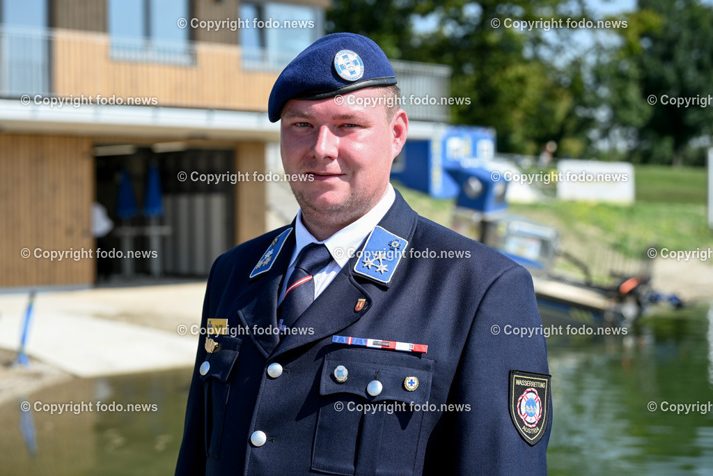 Linz AG_ Wasserrettung Pichlingersee_ 12.09.2023-15 | 12.09.2023, Linz Pichling, AUT, Linz AG, Eroeffnung des neuen Gebaeude der Wasserrettung, im Bild Toni Eder (Wasserrettung)