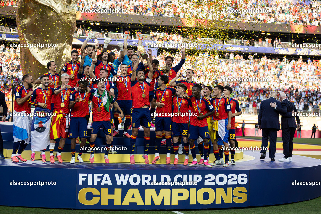 FOOTBALL : Argentine vs Espagne – Finale de la Coupe du Monde FIFA 2026. New York New Jersey Stadium, East Rutherford, New Jersey, États-Unis. 19/07/2026. | cérémonie de clôture et à la remise des trophées à l'issue de la finale entre l'Argentine et l'Espagne au New York New Jersey Stadium d'East Rutherford, New Jersey, États-Unis, le 19 juillet 2026.