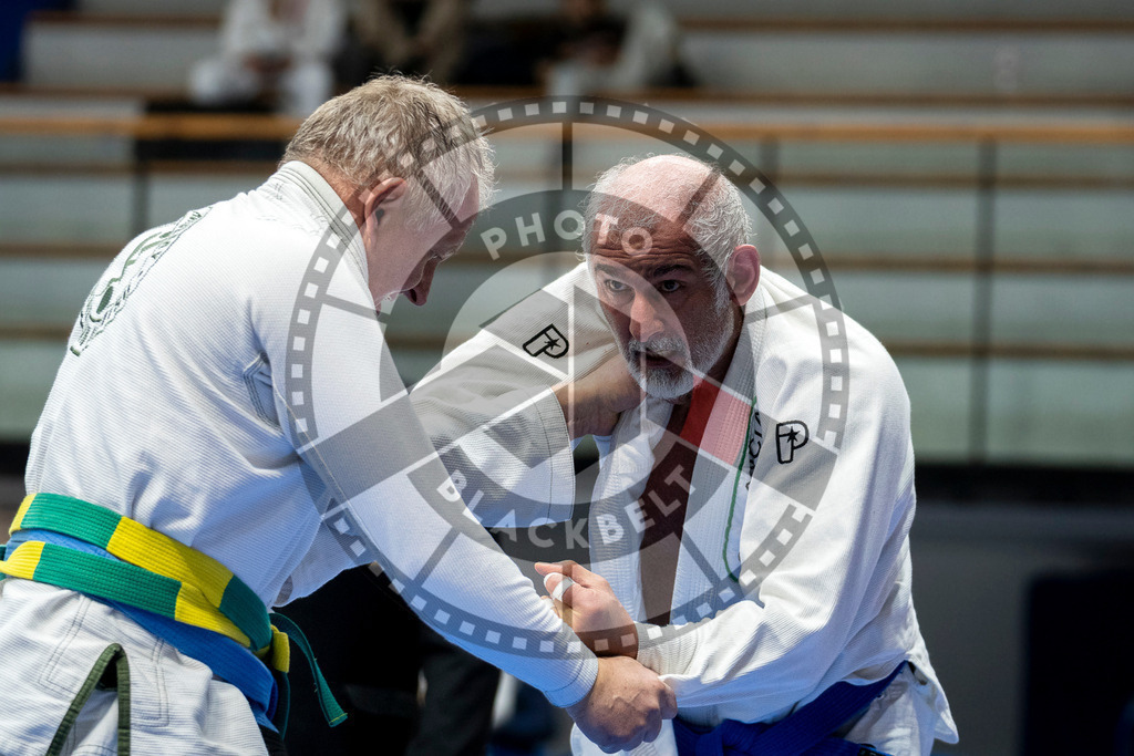 20240122PBB6561 | Fighters compete during the second day of the IBJJF European Championship in Paris, France, on January 22, 2024.