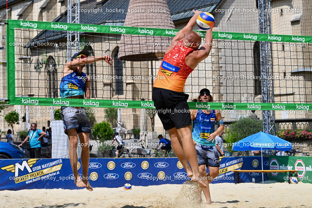 Beachvolleyball Villach Rathausplatz 2025 | Florian Schnetzer, Felix Friedl, Beachvolleyball Villach Rathausplatz 2025, Beachvolleyball Villach Rathausplatz am 17.08.2025 in Villach (Rathausplatz), Austria, (Photo by Bernd Stefan)