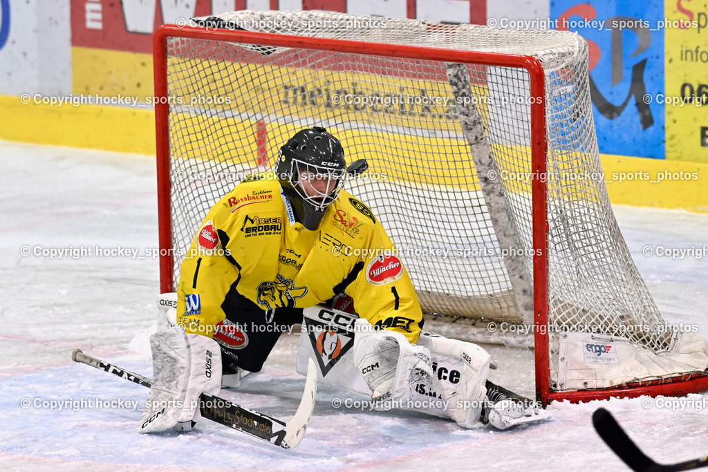 ESC Steindorf vs. EC Hornets Spittal 25.2.2024 | #1 Zauchner Rene EC Hornets Spittal, ESC Steindorf vs. EC Hornets Spittal 25.2.2024, ESC Steindorf vs. EC Hornets Spittal 25.2.2024 am 25.02.2024 in Steindorf (Ossiachersee Halle), Austria, (Photo by Bernd Stefan)