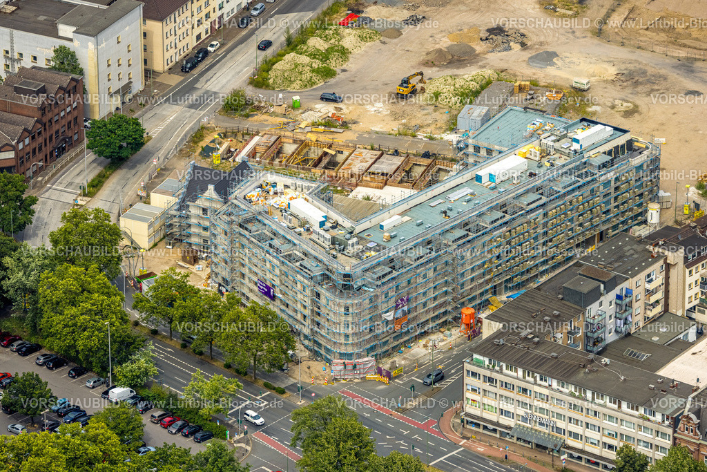 Duisburg240704977-Mitte | Luftbild, Mercator Quartier Baustelle und Neubau Gebäude mit Baugerüst, Stadtmitte, Altstadt, Duisburg, Ruhrgebiet, Nordrhein-Westfalen, Deutschland
