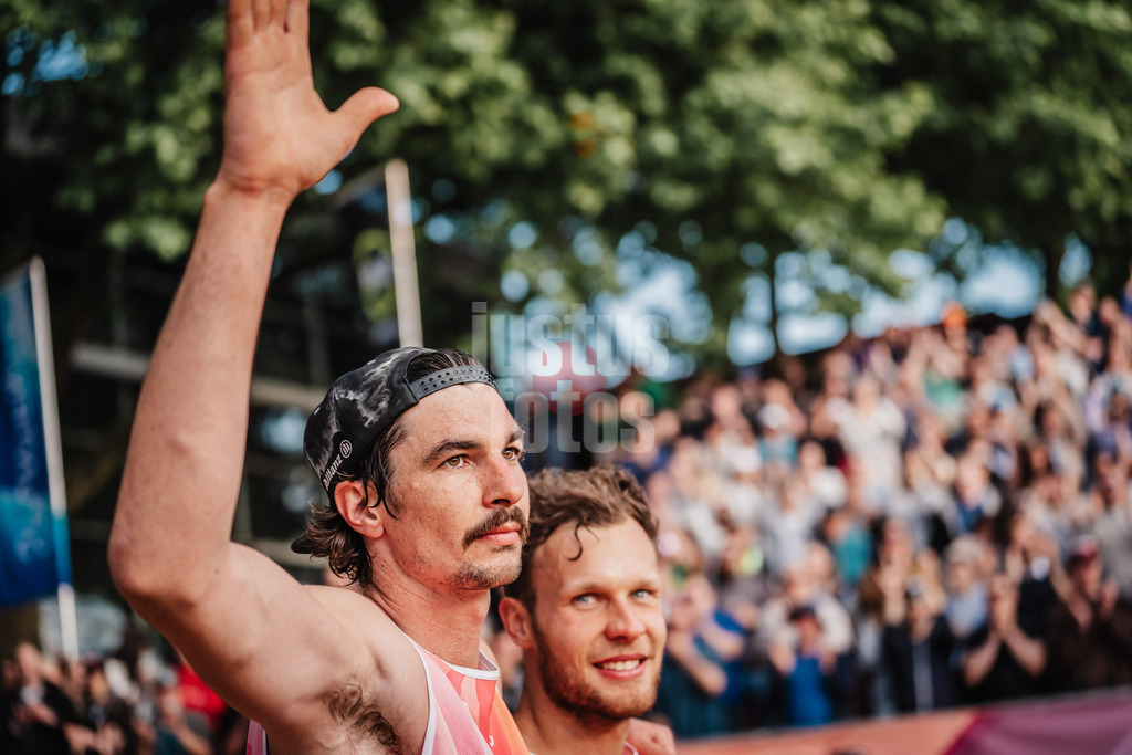 Beachvolleyball | Männer | Allianz German Beach Tour 2025 | Tourstop Düsseldorf | 17.05.2025 | v.l. Jannik Kühlborn und Eric Stadie-Seeber