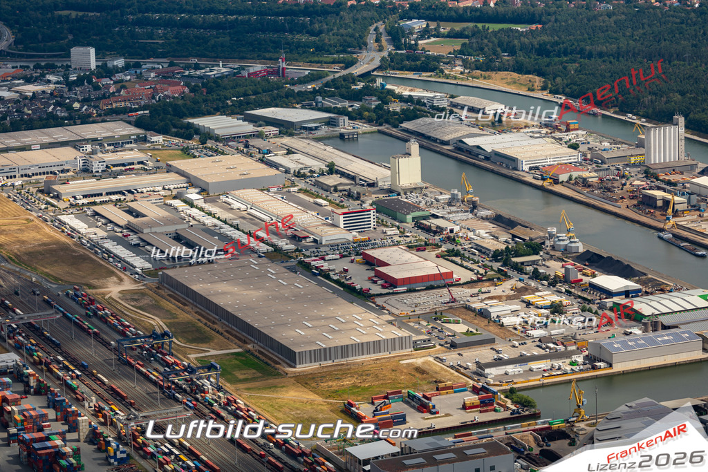 aktuelles Luftbild von Hafen  Nuernberg - Luftaufnahme wurde 2019 von https://frankenair.de mittels Flugzeug (keine Drohne) erstellt.