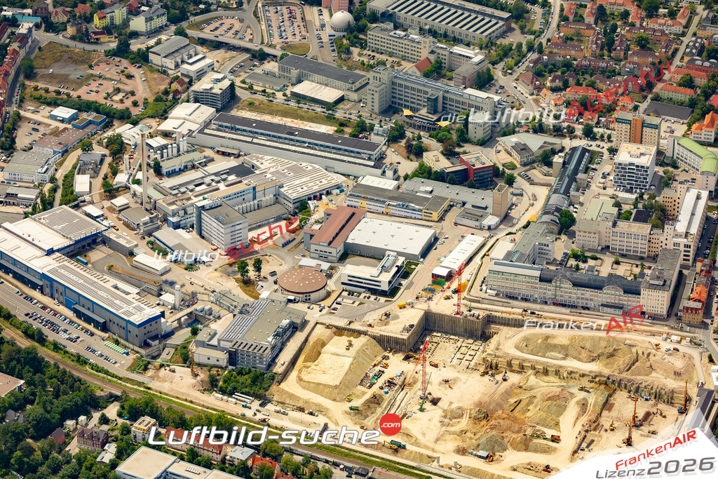 Die Luftaufnahme Baustelle - Jena wurde 2022 vom Flugzeug aus (keine Drohne) erstellt. Hohe Auflösung -für große Poster und Wandbilder geeignet - Garantiert!