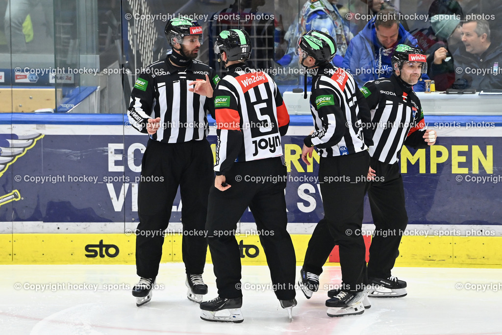EC IDM Wärmepumpen VSV vs. Hydro Fehervar AV19  | Vaczi David Referee, Nagy Attila Referee, Bedenke Sebastian Referee, Piragic Trpimir Referee, EC IDM Wärmepumpen VSV vs. Hydro Fehervar AV19 , EC IDM Wärmepumpen VSV vs. Hydro Fehervar AV19  am 01.01.2025 in Villach (Stadthalle Villach), Austria, (Photo by Bernd Stefan)