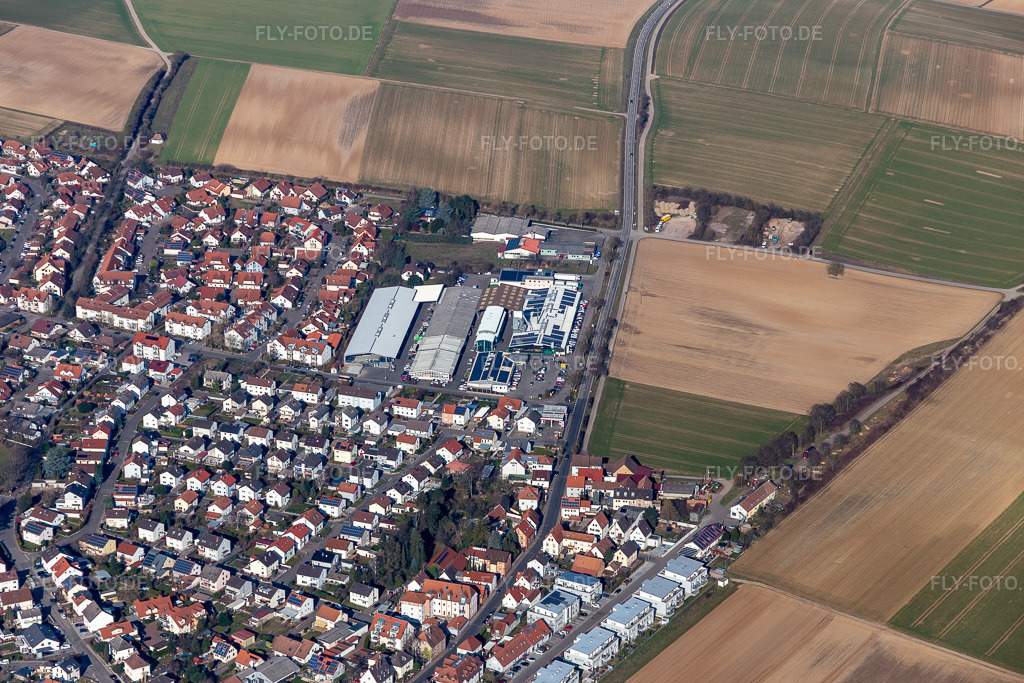 Luftbild: Löffel Fenster + Fassaden GmbH in Herxheim bei Landau im Bundesland Rheinland-Pfalz in Deutschland. Foto: IMG_125751.jpg vom 02.03.2021 durch Werner Riehm/FLY-FOTO.de