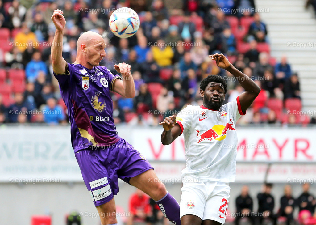 ALUI_02042023_13 | SPORT,FUSSBALL,ADMIRAL BUNDESLIGA AUSTRIA KLAGENFURT-RED BULLSALZBURG 02.04.2023 IM BILD:NICOLAS WIMMER  (KLAGENFURT) UND SEKOU KOITA  (RED BULL SALZBURG) FOTO:FOTOLUI/MW
