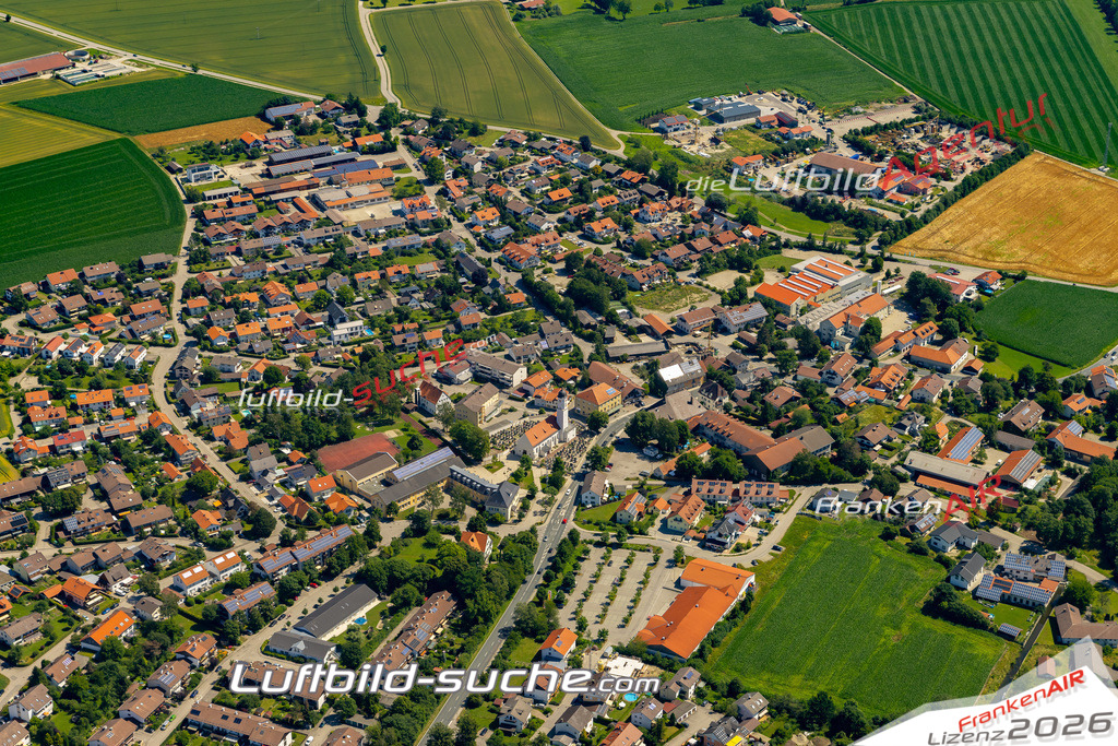 Aktuelles Luftbild von  Steinhöring - Die Luftaufnahme wurde 2022 mittels UL-Flugzeug erstellt ( keine Drohne ) - hochauflösende Kamera-Systeme von  Canon -Beste Qualität - Für grossformatige Ausdrucke geeignet. Die Geschenkidee !