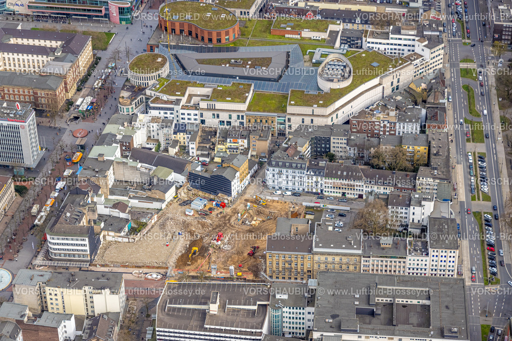 Duisburg230301717 | Luftbild, Baustelle an der Düsseldorfer Straße Ecke Königstraße, Dellviertel, Duisburg, Ruhrgebiet, Nordrhein-Westfalen, Deutschland