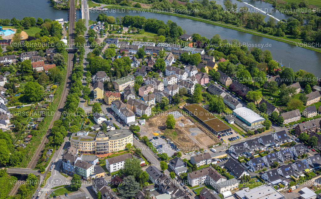 Wetter230502842 | Luftbild, Baustelle Heinrich-Kamp-Straße Ecke Steinstraße, Kita Tausendfüßler, Sporthalle, Wetter, Ruhrgebiet, Nordrhein-Westfalen, Deutschland