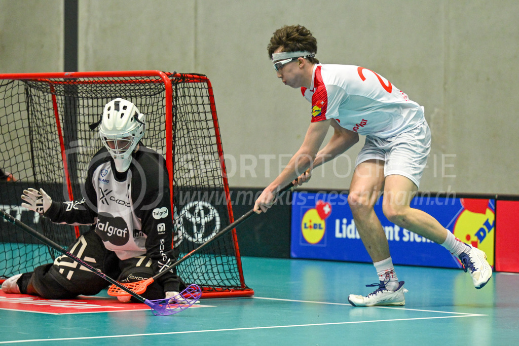 Switzerland U19 vs Finland U19 - 3. February 2024 | Switzerland U19 vs Finland U19
U19 Men International Matches in Switzerland
GoEasy Arena, Siggenthal Station
Finland goalkeeper #35 Jonni Ohvo and Switzerland forward #26 Janis Reusser.
Credit: Markus Aeschimann | <a href="https://www.markus-aeschimann.ch">Sportfotografie Markus Aeschimann</a> | <a href="https://www.instagram.com/sportfotografie.aeschimann">@sportfotografie.aeschimann</a> - Realisiert mit Pictrs.com