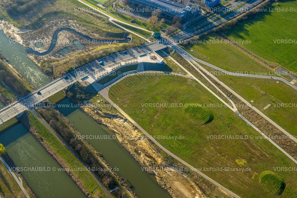 Hamm240305308 | Luftbild, Lippeaue und Nordenbrücke Münsterstraße über den Fluss Lippe, Brückenausbau, Stadtbezirk Heessen, Hamm, Ruhrgebiet, Nordrhein-Westfalen, Deutschland