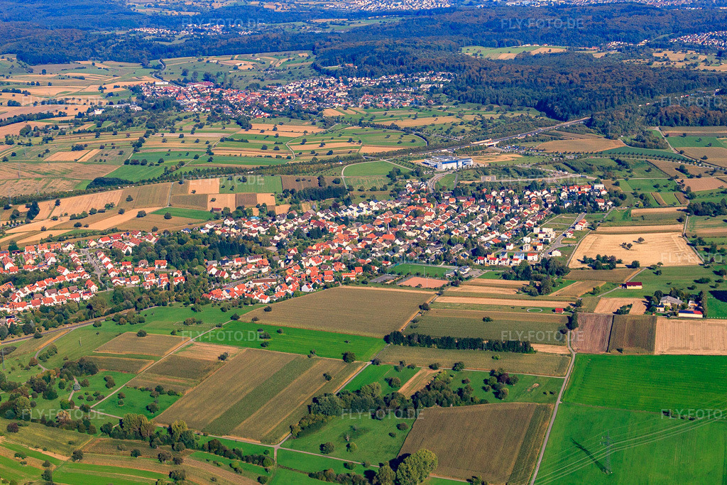Luftbild: Ortsansicht von Westen im Ortsteil Palmbach in Karlsruhe im Bundesland Baden-Württemberg in Deutschland. Foto: IMG_45074.jpg vom 21.09.2011 durch Werner Riehm/FLY-FOTO.deAuflösung des Originals: 4752 x 3168 px
