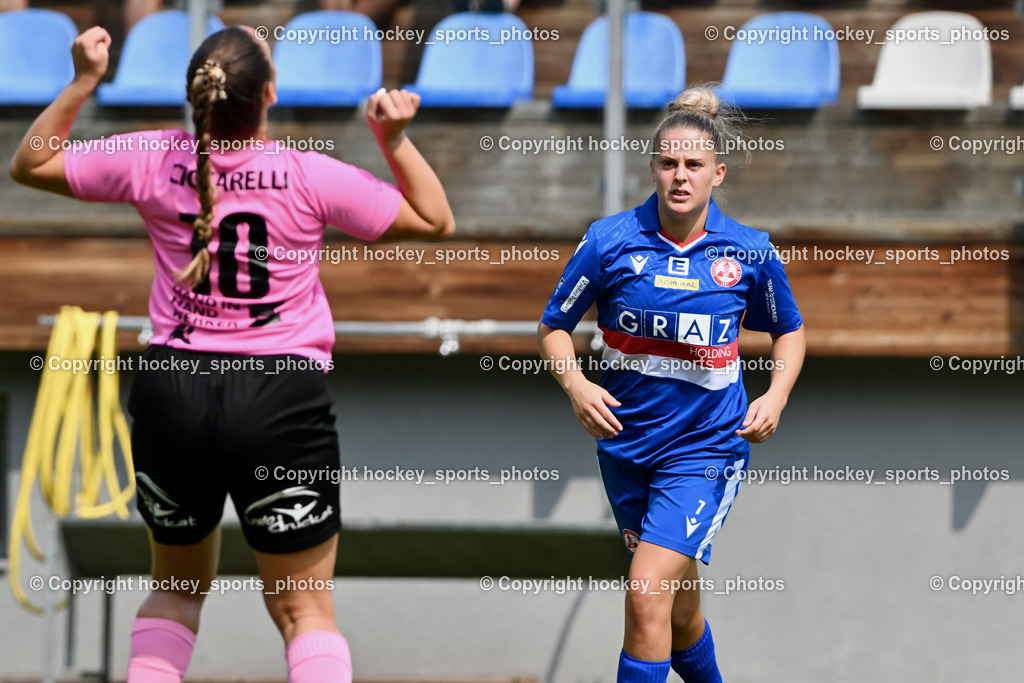 Carinthians Hornets vs. GAK 1902 Frauen | #10 Elisa Ciccarelli Carinthians Hornets, #7 Vanessa Kraker GAK, Carinthians Hornets vs. GAK 1902 Frauen, Carinthians Hornets vs. GAK 1902 Frauen am 01.09.2024 in Sachsenburg (Sportplatz Sachsenburg), Austria, (Photo by Bernd Stefan)