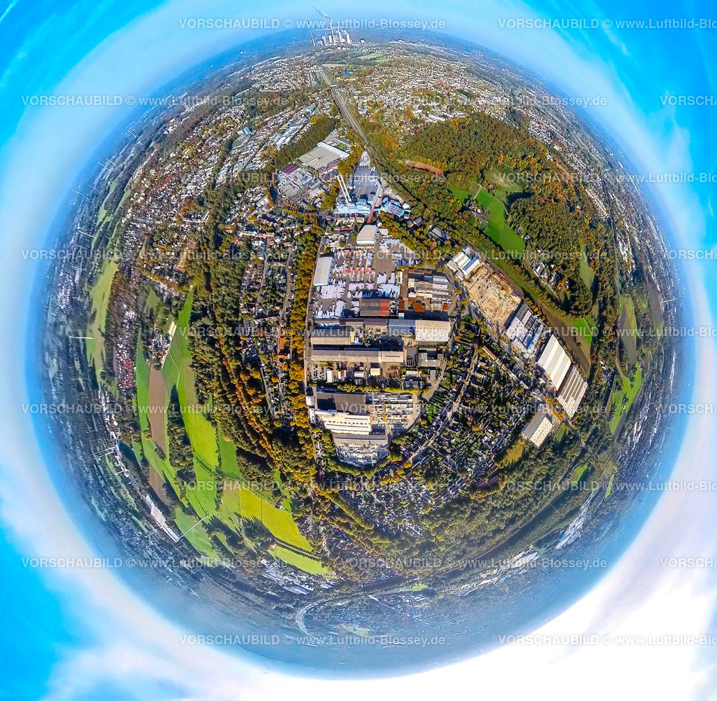 Gladbeck20221006_1Gewerbegebiet_BottroperStrasse | Luftbild, Gewerbegebiet Bottroper Straße, Baustelle Beisenstraße, Fisheye Aufnahme, Fischaugen Aufnahme, 360 Grad Aufnahme, Ellinghorst, Gladbeck, Fisheyeaufnahme, Ruhrgebiet, Nordrhein-Westfalen, Deutschland