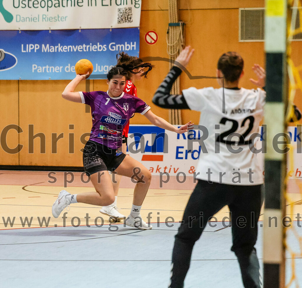 2024-01-27_027_SpVgg_Altenerding_II_gegen_TV_Altoetting_II | Erding, Deutschland, 27.01.2024:
Handball, Bezirksliga Frauen Altbayern 2023 / 2024, 10. Spieltag, SpVgg Altenerding II gegen TV Altötting II, Endergebnis: 17:29

Michelle Gruber (SpVgg Altenerding, #7), Patricia Ring (TV Altötting, #22)

Foto: Christian Riedel / fotografie-riedel.net