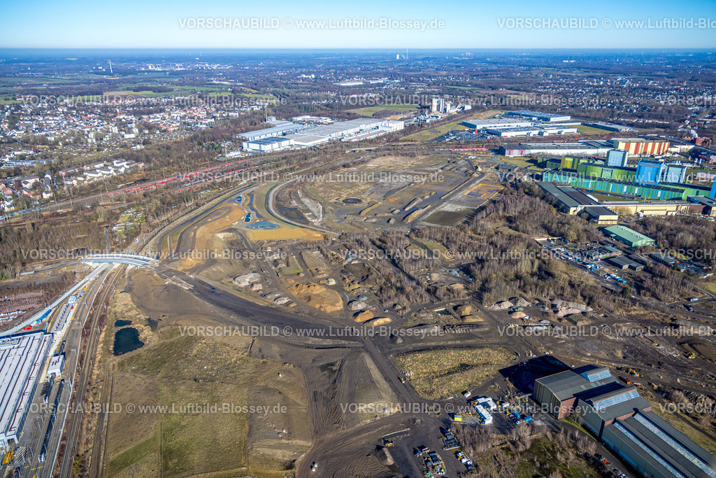 Dortmund260200086 | Luftbild, Brückenneubau Hoeschallee über Bahngleise, Gewerbegebiet und Gelände der Westfalenhütte Dortmund, Logistikpark, Borsigplatz, Dortmund, Ruhrgebiet, Nordrhein-Westfalen, Deutschland
