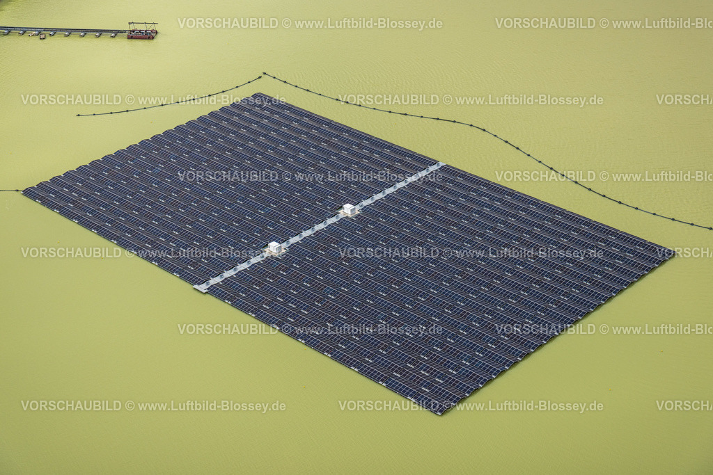 Haltern220604478 | Luftbild, Solaranlage im Silbersee III, schwimmende Photovoltaikanlage, Lehmbraken, Haltern am See, Ruhrgebiet, Nordrhein-Westfalen, Deutschland
