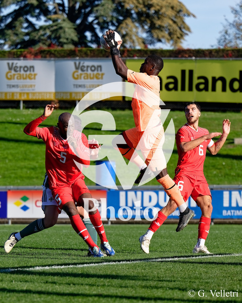UEFA Region's Cup - NI Western Region v Vaud | Diawara Kande (1 Vaud) controls the ball (action) during the UEFA Region's Cup game between NI Western Region and Vaud at Centre Sportif de Colovray in Nyon, Switzerland 