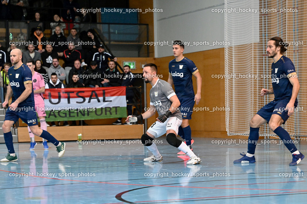 Carinthia Flamengo Futsal Club vs. Futsal Klagenfurt | #20 Marko Mrsic Futsal Klagenfurt, #18 Vladimir Kajkut Futsal Klagenfurt, #11 Saso Kovacevic Futsal Klagenfurt, #2 Nikola Jandric Futsal Klagenfurt, Carinthia Flamengo Futsal Club vs. Futsal Klagenfurt, Carinthia Flamengo Futsal Club vs. Futsal Klagenfurt am 01.12.2024 in Klagenfurt (Ballspielhalle Viktring), Austria, (Photo by Bernd Stefan)