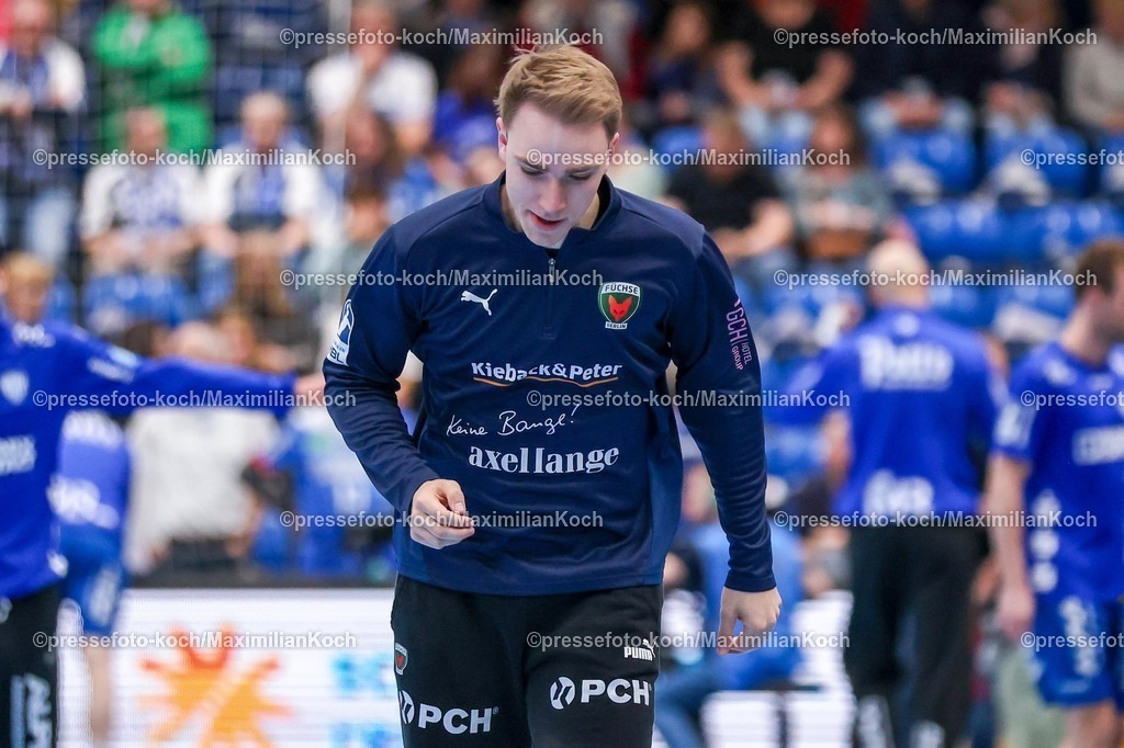 xkwix12042602003 | 2026.04.12, xkwix, Handball, HBL, TBV Lemgo Lippe -  Füchse Berlin, PHOENIX CONTACT arena, 28.Spieltag, Saison 2025 / 2026: Lasse Ludwig (Füchse Berlin #1) beim Aufwaermen DFB regulations prohibit any use of photographs as image sequences and or quasi-video. Photo: xKamilxWilkowskixPressefotoKochx