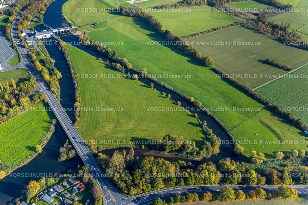Hagen221016335 | Luftbild, Fluss Ruhr und Untergraben mit Insel, Wehr Westhofen Pumpwerk, Ruhrbrücke Westhofener Straße, Boele, Hagen, Ruhrgebiet, Nordrhein-Westfalen, Deutschland