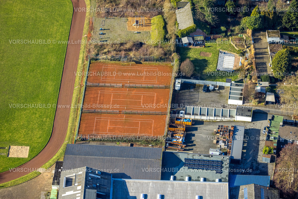 Witten240102867 | Luftbild, Tennisanlage Tennisplätze TG Witten am Jahnplatz, Sonnenschein, Witten, Ruhrgebiet, Nordrhein-Westfalen, Deutschland