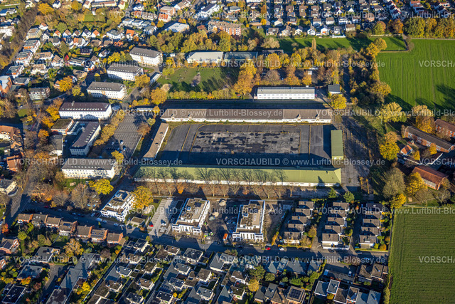 Hamm231101712 | Luftbild, Bundesverwaltungsamt Hamm Bundesbehörde, Wohngebiet Zentrale Unterbringungseinrichtung für Flüchtlinge (ZUE), umgeben von herbstlichen Laubbäumen, Uentrop, Hamm, Ruhrgebiet, Nordrhein-Westfalen, Deutschland