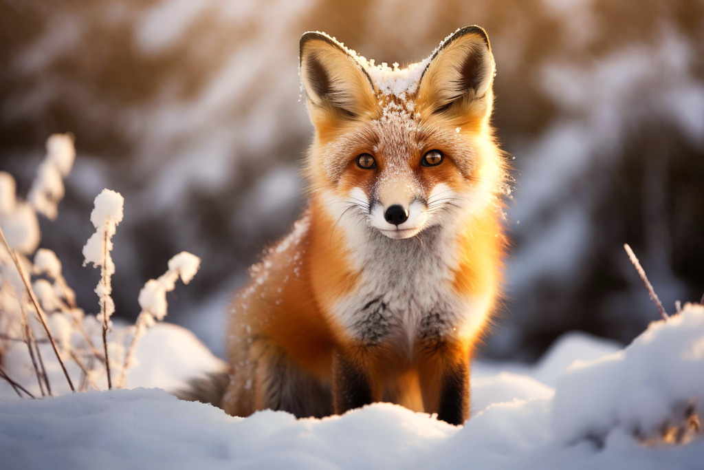 2312011 - Fuchs im Schnee | Porträt eines kleinen Fuchses im Schnee im Stil einer Fotografie.