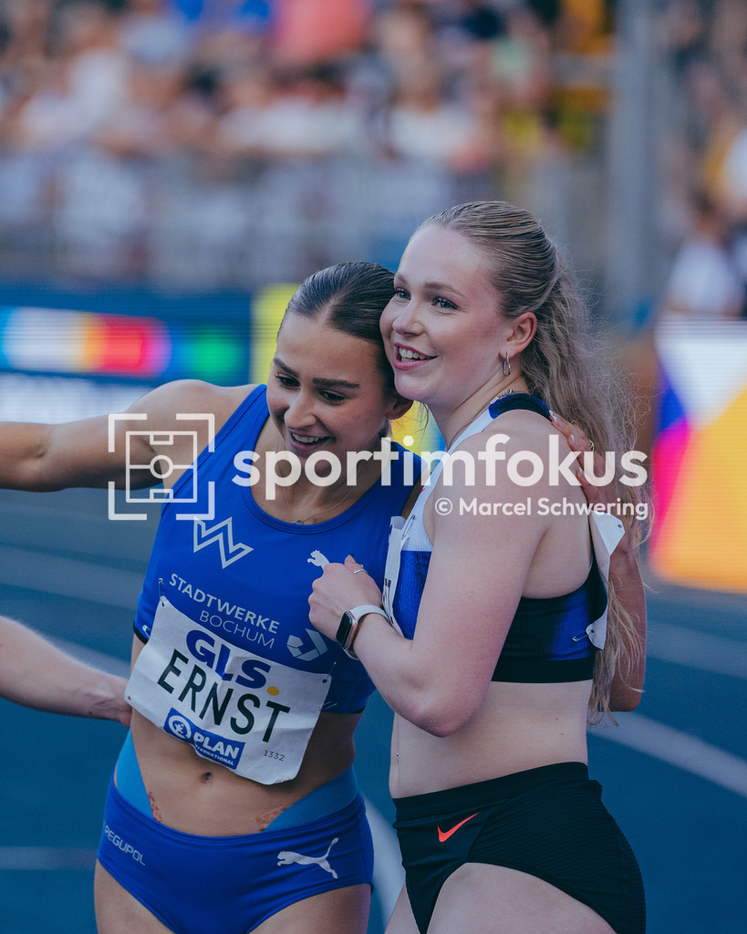 Deutsche Meisterschaften der Frauen und Männer 2026 | Philina Schwartz, Berlin Athletics Capital Club, Jolina Ernst, TV Wattenscheid 01, 100-Meter-Lauf, Finale, Deutsche Meisterschaften der Frauen und Männer 2026, Lohrheidestadion Bochum-Wattenscheid, 25.07.2026. Foto: Marcel Schwering / sportimfokus - Realisiert mit Pictrs.com