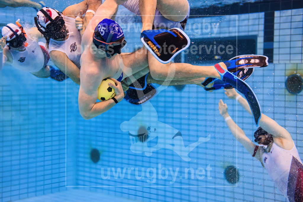 Deutscher Meisterschaft 2023 - Vorrunde | Sporttaucher Berlin (weiß) gegen SV Rheine (blau) - Realisiert mit Pictrs.com