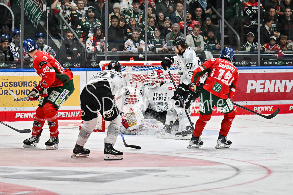 Augsburger Panther - Kölner Haie | In dieser Szene trifft Riley DAMIANI (Augsburger Panther #19) zum 2-1 für die Panther / Tor / Torschuetze / Freude / Happy / DEL: Augsburger Panther - Kölner Haie; Curt Frenzel Stadion am 26.09.2025