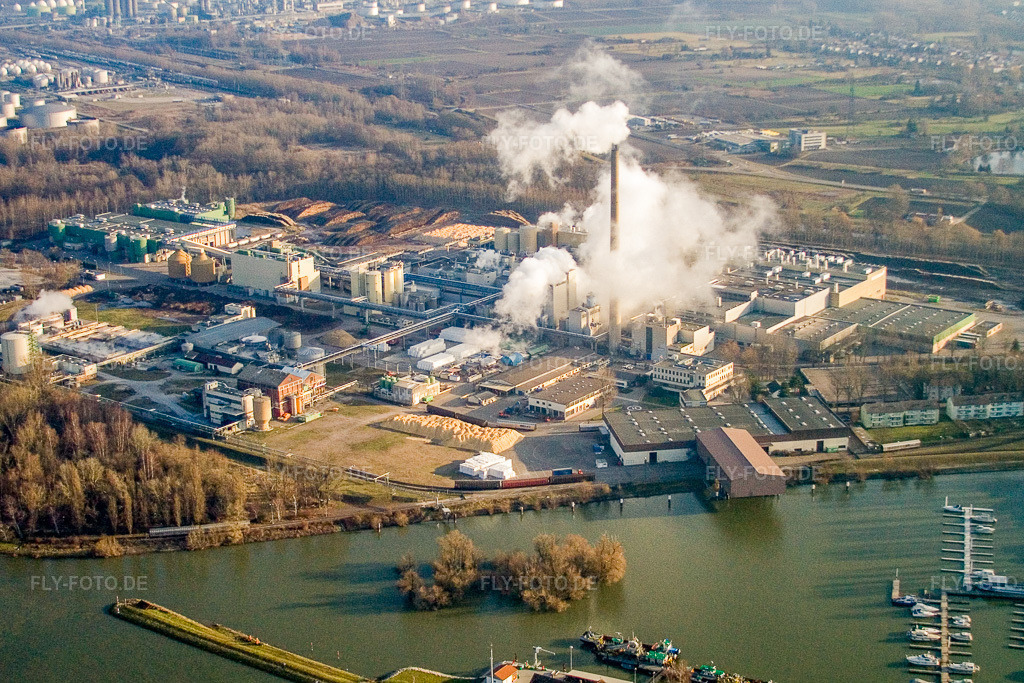 Luftbild: Maxauer Papierfabrik von Westen im Ortsteil Knielingen in Karlsruhe im Bundesland Baden-Württemberg in Deutschland. Foto: IMG_9058.jpg vom 15.12.2007 durch Werner Riehm/FLY-FOTO.de
