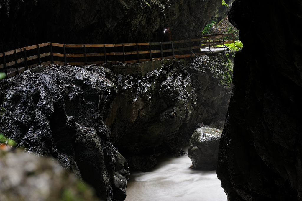 Rappenlochschlucht Dornbirn | Dornbirn, Austria - September 29, 2010: Rappenlochschlucht Dornbirn vor dem Felssturz; Blick auf den Gehweg. - Realisiert mit Pictrs.com