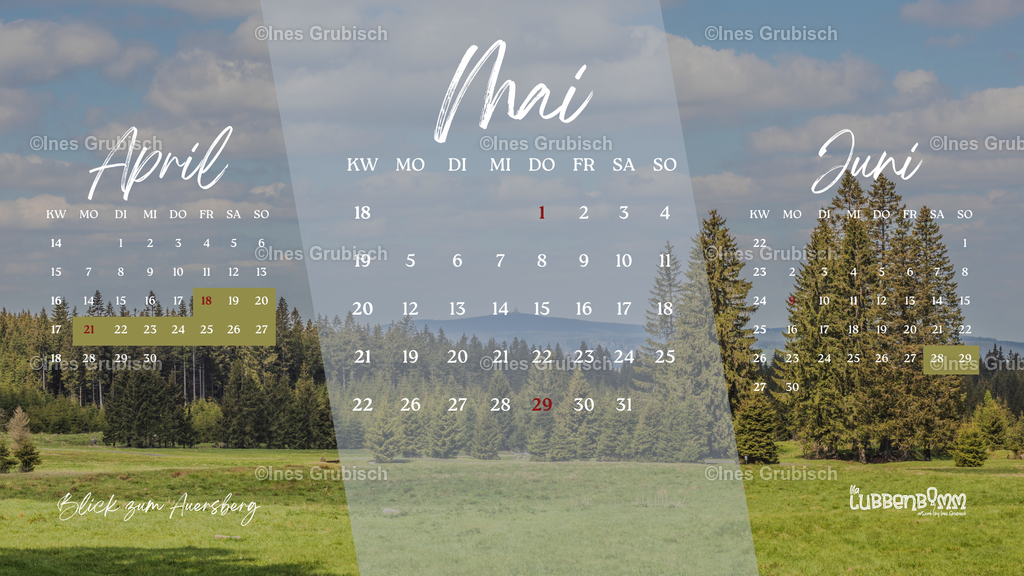 Kalender 2025 - 05 Mai | Lila Lubbenbomm - Artwork by Ines Grubisch - Realisiert mit Pictrs.com