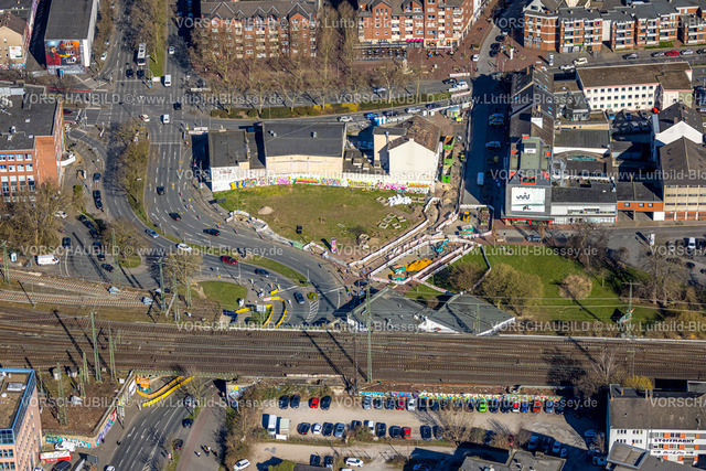Dortmund250300283 | Luftbild, Baustelle Straßenarbeiten an der Münsterstraße, Bahngleise, Nordmarkt, Dortmund, Ruhrgebiet, Nordrhein-Westfalen, Deutschland
