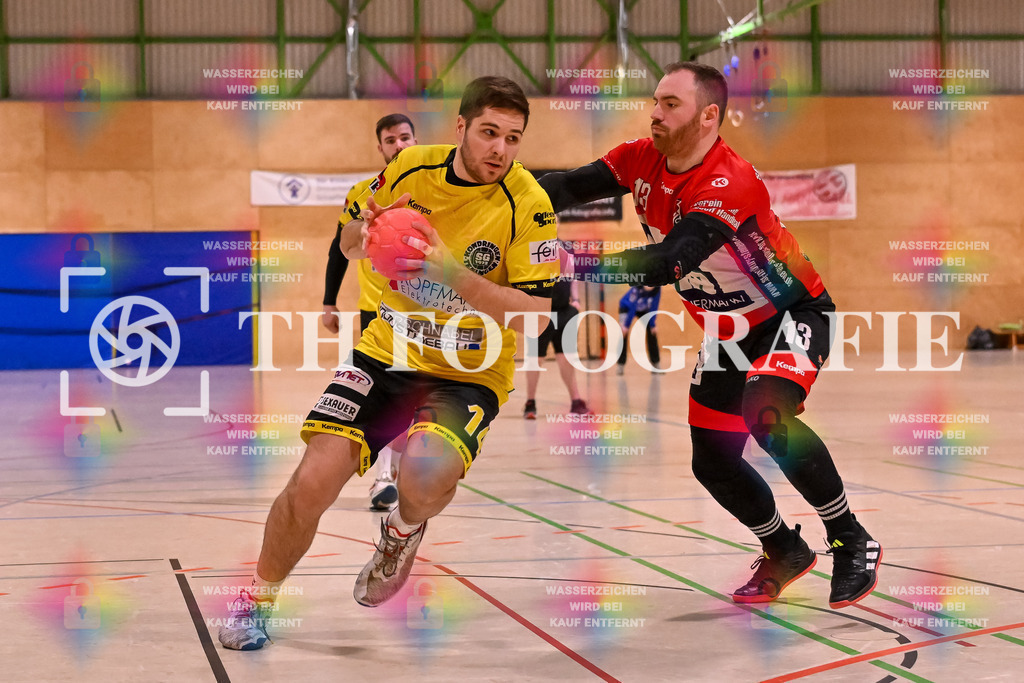 GER, SG Maulburg/Steinen - SG Koendringen/Teningen 2, Handball, Landesliga, 21. Spieltag, Saison 2023/2024, 23.03.2024 | Jonas Hoefflin (SG Koendringen/Teningen 2, #14), Andre Leuchtmann (SG Maulburg/Steinen, #13)

GER, SG Maulburg/Steinen - SG Koendringen/Teningen 2, Handball, Landesliga, 21. Spieltag, Saison 2023/2024, 23.03.2024

Foto: TH Fotografie/Thomas Hess
