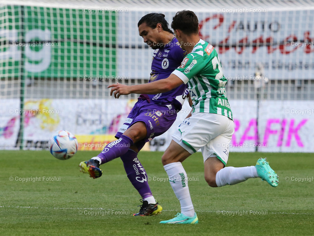 A_LUI_03062023_06 | SPORT,FUSSBALL,ADMIRAL BUNDESLIGA AUSTRIA KLAGENFURT-SK RAPID WIEN 03.06.2023 IM BILD: MAXIMILLIANO MOREIRA ROMERO (KLAGENFURT) UND MORITZ OSWALD (RAPID) FOTOLUI/MW

