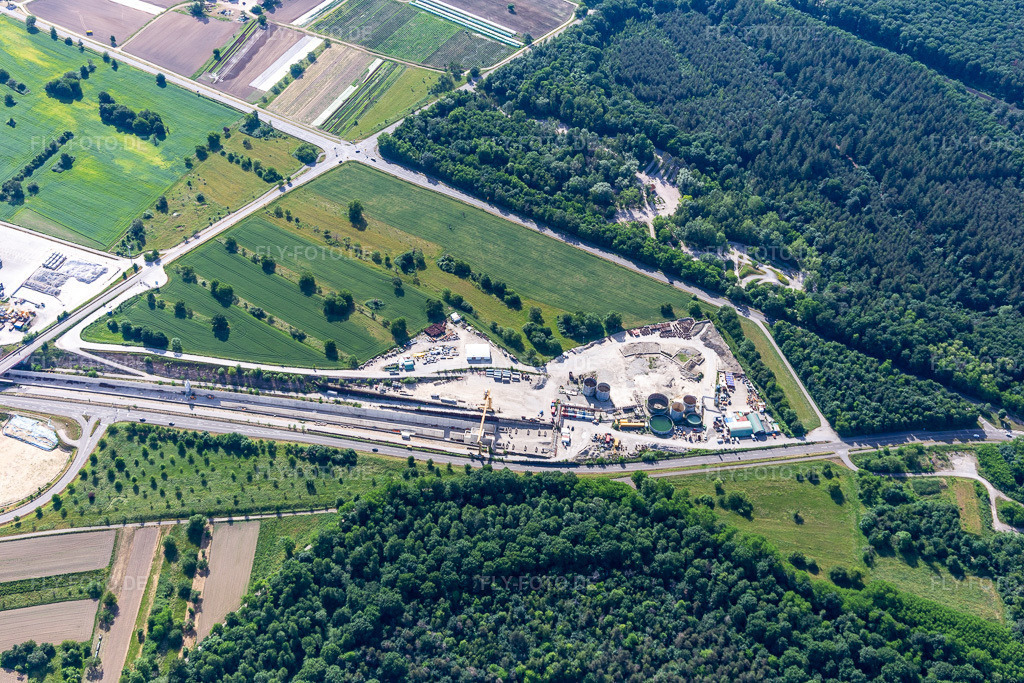 Luftbild: Info-Center Tunnel Rastatt in Ötigheim im Bundesland Baden-Württemberg in Deutschland. Foto: IMG_131710.jpg vom 22.05.2022 durch Werner Riehm/FLY-FOTO.deMenü schließen