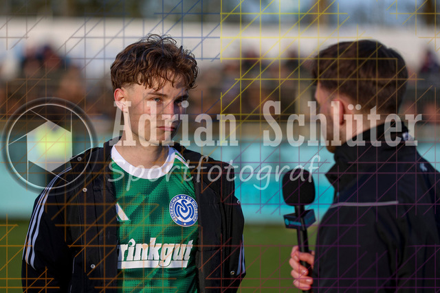 28.03.2026 GER, Fussball, Herren, Niederrhein Pokal Halbfinale, Saison 2025/2026, 1. FC Bocholt - MSV Duisburg | Niklas Jessen (MSV Duisburg) im Interview 