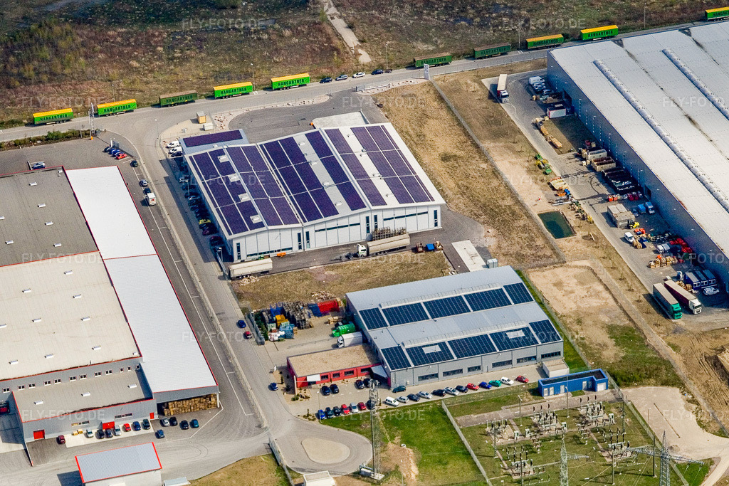 Luftbild: Industriegebiet Oberwald, Spedition Nuss, SKA Sitze in Wörth am Rhein im Bundesland Rheinland-Pfalz in Deutschland. Foto: IMG_10253.jpg vom 08.04.2008 durch Werner Riehm/FLY-FOTO.de