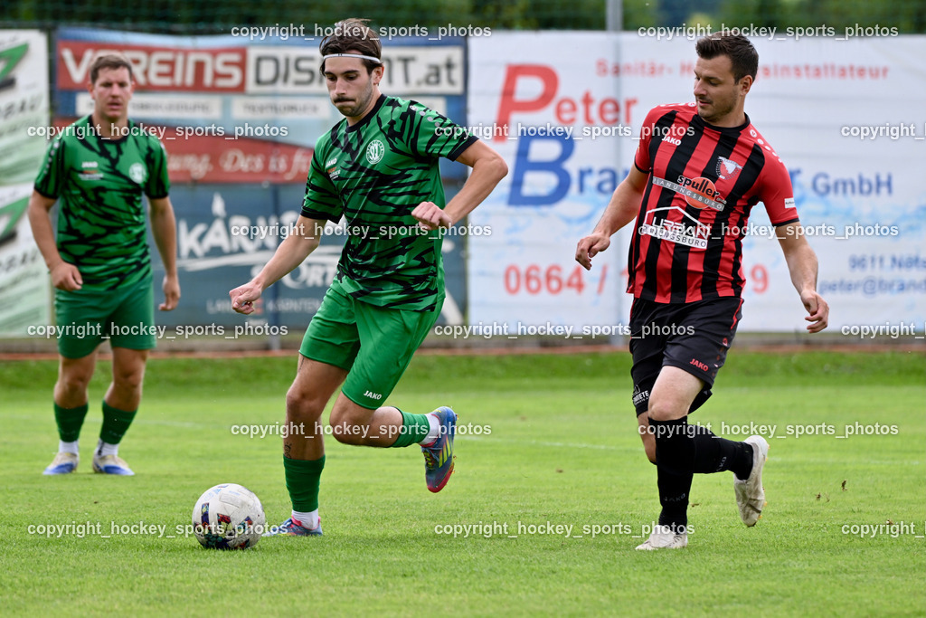 ATUS Nötsch vs. SC Landskron | #20 Luca Schuppe SC Landskron, #10 Andreas Orter ATUS Nötsch, ATUS Nötsch vs. SC Landskron, ATUS Nötsch vs. SC Landskron am 26.07.2025 in Nötsch (Dobratsch Arena), Austria, (Photo by Bernd Stefan)