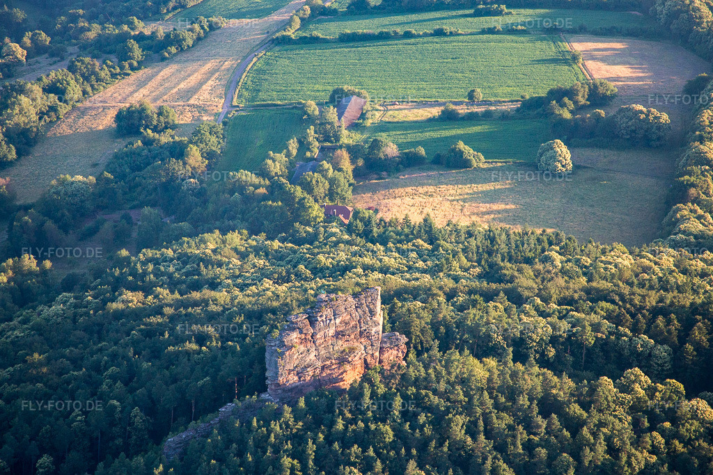 Luftbild: Asselstein in Annweiler am Trifels im Bundesland Rheinland-Pfalz in Deutschland. Foto: IMG_091590.jpg vom 10.07.2016 durch Werner Riehm/FLY-FOTO.de