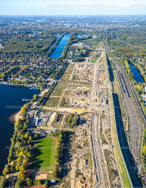 Duisburg221000473 | Luftbild, geplantes Duisburger Wohnquartier am ehemaligen Rangierbahnhof Wedau, Wedau, Duisburg, Ruhrgebiet, Nordrhein-Westfalen, Deutschland