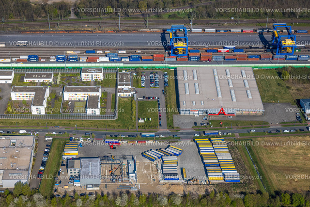 Duisburg250401758LogPort3Hohenbudberg | Luftbild, duisport, logport III Hohenbudberg, logport 3, Gewerbegebiet mit Anssems.com Anhänger, Friemersheim, Duisburg, Ruhrgebiet, Nordrhein-Westfalen, Deutschland