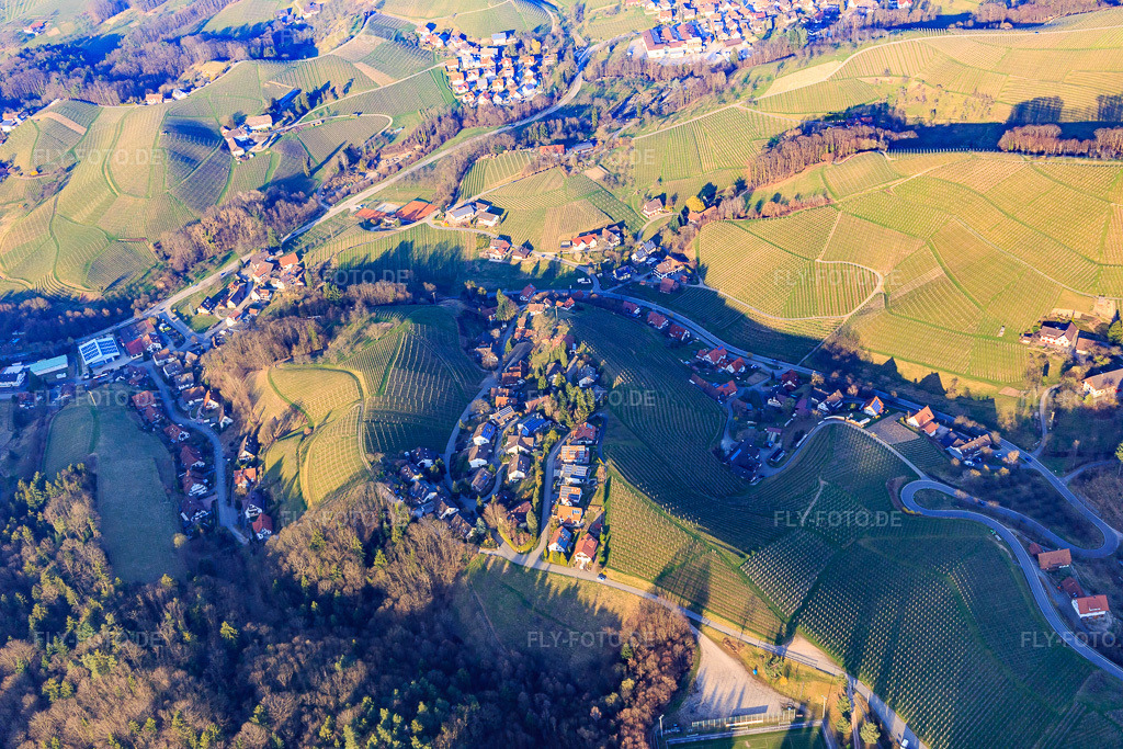 Luftbild: Am Ruttersrain, Ortsteil zwischen badischen Weinbergen im Ortsteil Büchelbach in Sasbachwalden im Bundesland Baden-Württemberg in Deutschland. Foto: IMG_097704.jpg vom 16.03.2017 durch Werner Riehm/FLY-FOTO.de